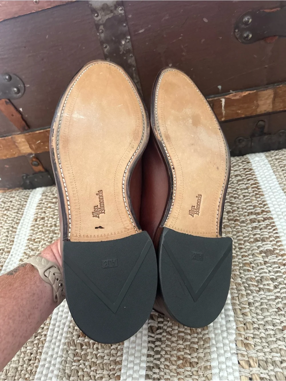 Allen Edmonds Foley Brown Woven Leather Slip-On Dress Loafers Men’s 12 D
